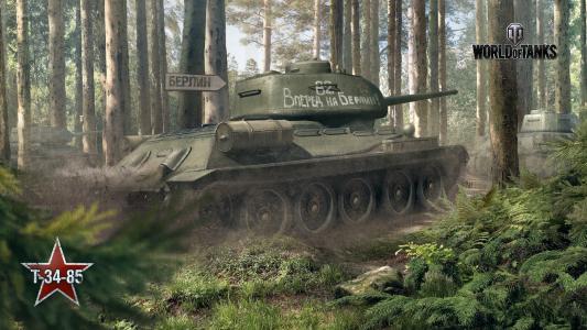 坦克，T-34-85，树木，运动