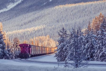 铁路，路，照片，山，冬季，森林，内燃机车，组成，美丽