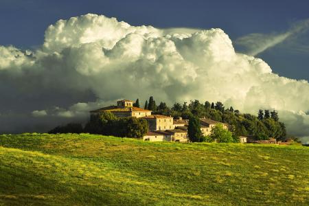 自然，意大利，房子，景观，天空，云，山