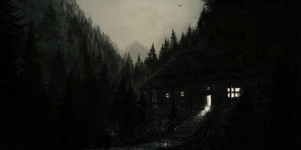 黑森林，房子，黑暗，雨，黑暗