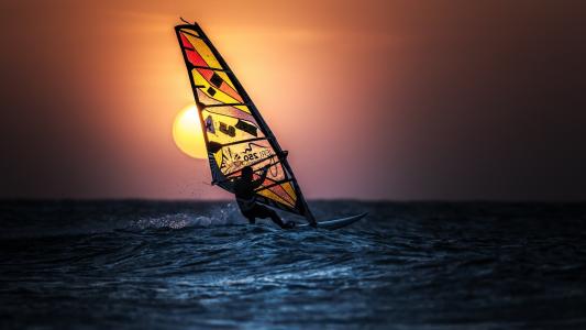 滑浪风帆，运动，海，太阳