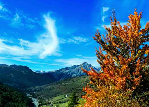 秋天阿尔卑斯山景色图片
