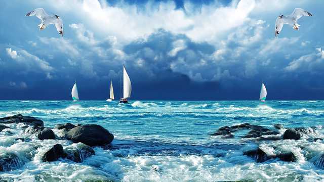 湛蓝海洋唯美自然风光壁纸