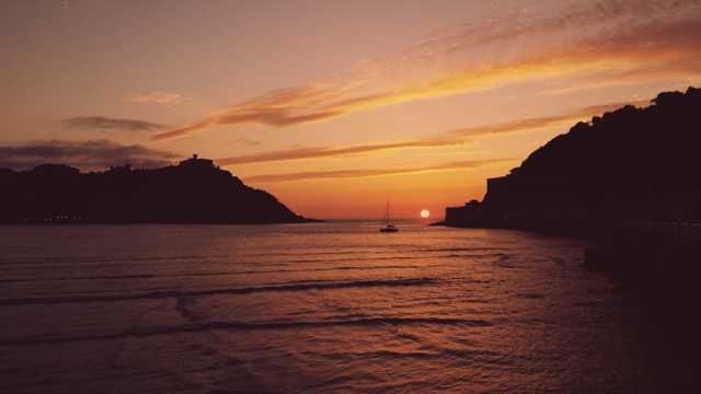 海洋斜阳残阳美景图片