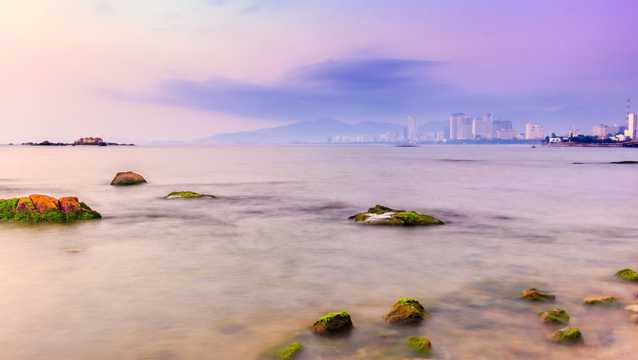 紫色暮色海岸图片